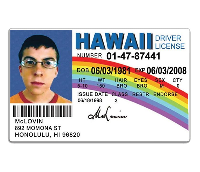 McLovin Plastic Drivers License ID Card