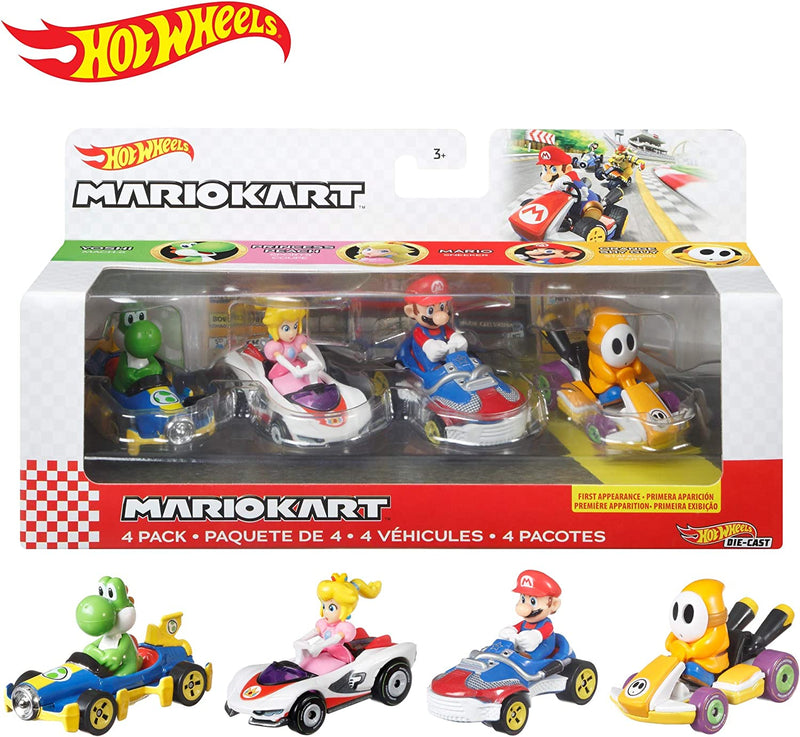 Hot Wheels Die-Cast 1/64 Mario Kart 4 Pack Yellow Shy Guy