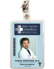 Grey's Anatomy Derek Shepherd Grey Sloan Memorial Hospital ID Badge