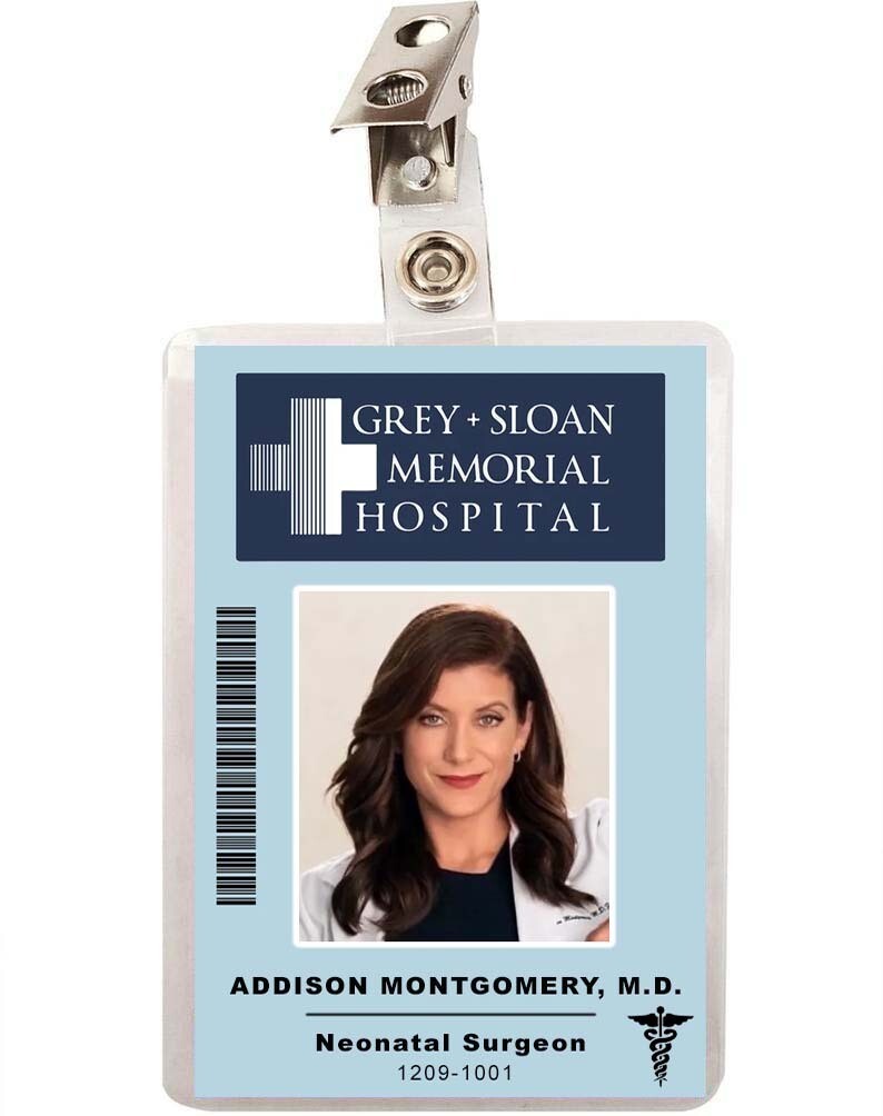 Grey's Anatomy Addison Montgomery Grey Sloan Memorial Hospital ID Badge
