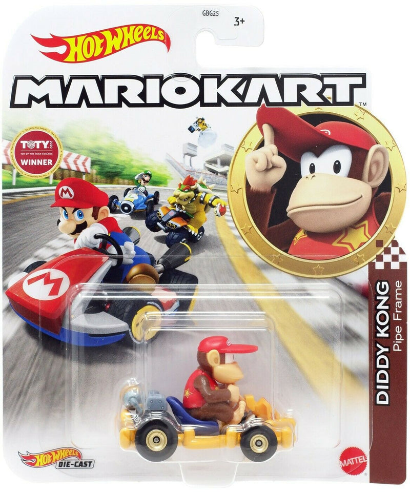 Hot Wheels Die-Cast 1/64 Mario Kart - Diddy Kong Pipe Frame - Funky Toys 