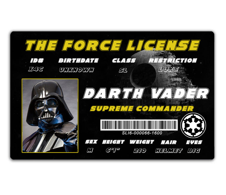 Star Wars Darth Vader License ID Card