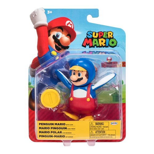 Nintendo Super Mario 4 inch Action Figure - Penguin Mario with Coin