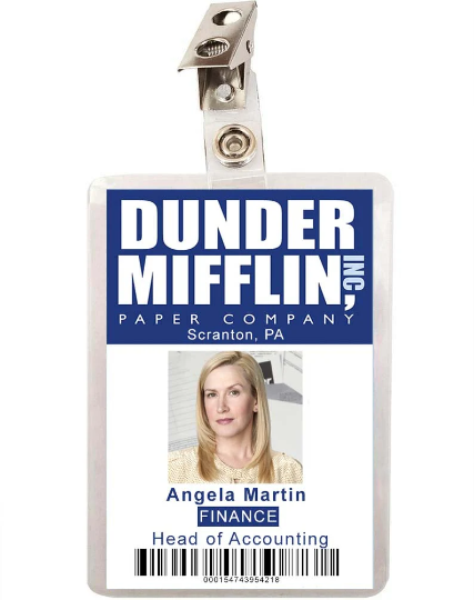 The Office Angela Martin Dunder Mifflin ID Badge