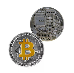 Bitcoin Coin - Gold & Silver Metal Physical Blockchain Cryptocurrency Collectible Coin - Funky Toys 