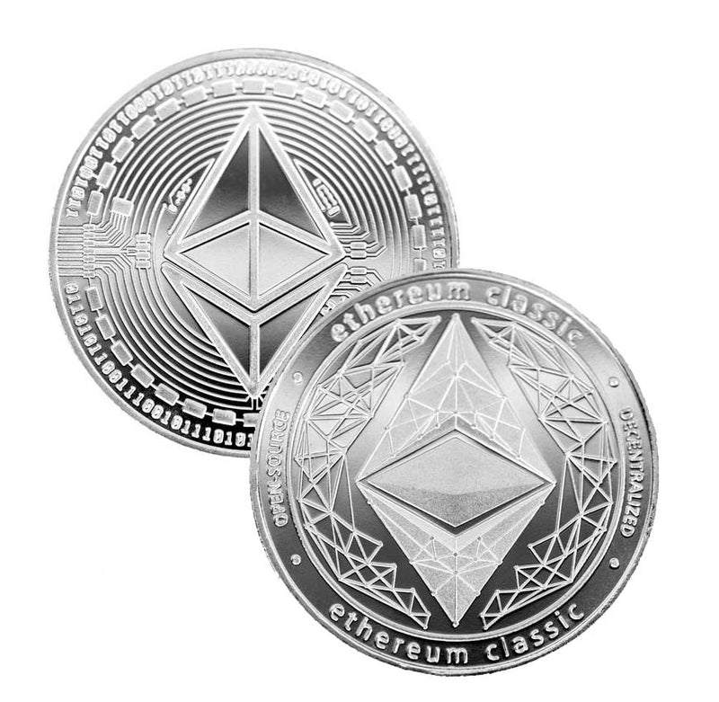 Ethereum Classic Coin - Silver Metal Physical Blockchain Cryptocurrency Collectible Coin - Funky Toys 