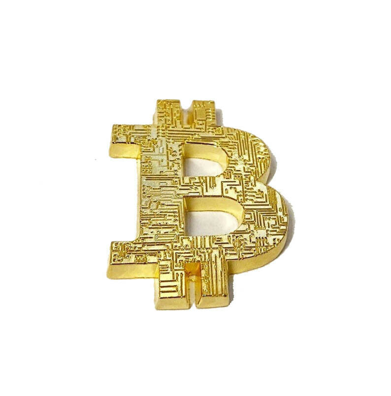 Bitcoin Logo - Gold Metal Physical Blockchain Cryptocurrency Collectible Logo - Funky Toys 