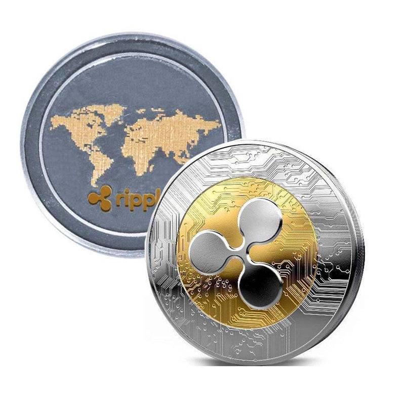 Ripple (XRP) Coin - Silver & Gold Metal Physical Blockchain Cryptocurrency Collectible Coin - Funky Toys 